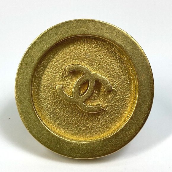 Authentic CHANEL CC CC Mark vintage Circle Round 94P Earrings Gold Plated Gold - Picture 8 of 11